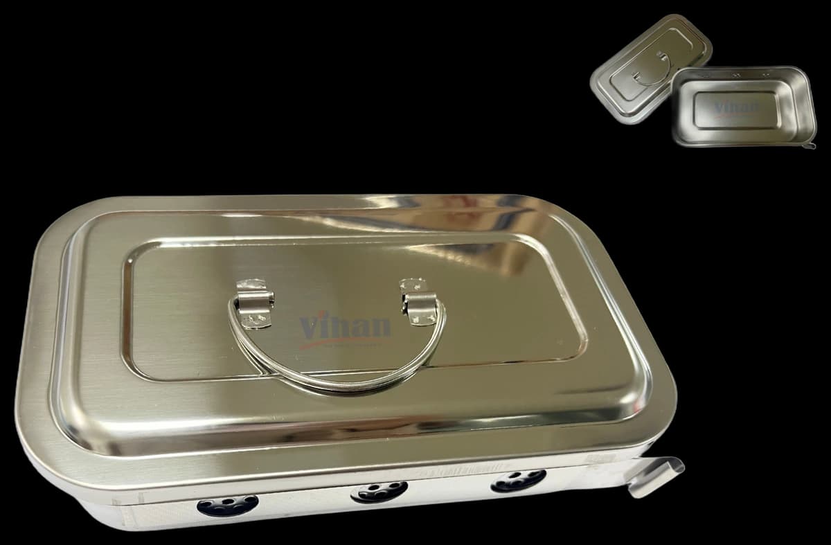 Hộp Đựng Dụng Cụ Inox - Hộp Tiểu Phẫu Có Lỗ 20x10x5cm - ảnh sản phẩm nền trong suốt 1