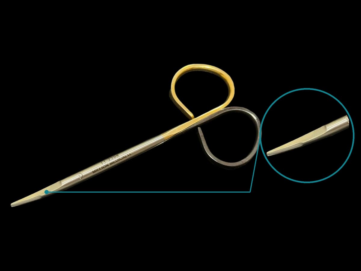 KÉO PHẪU THUẬT RIBBON ĐẦU TÙ CONG TYPE BLEPHROPLASTY TC+SUPER CUT 10.5CM - ảnh sản phẩm nền trong suốt 1